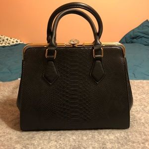 Black Faux Leather Handbag